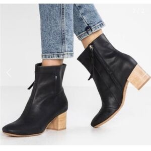 TOMS Black Leather Evie Booties 8